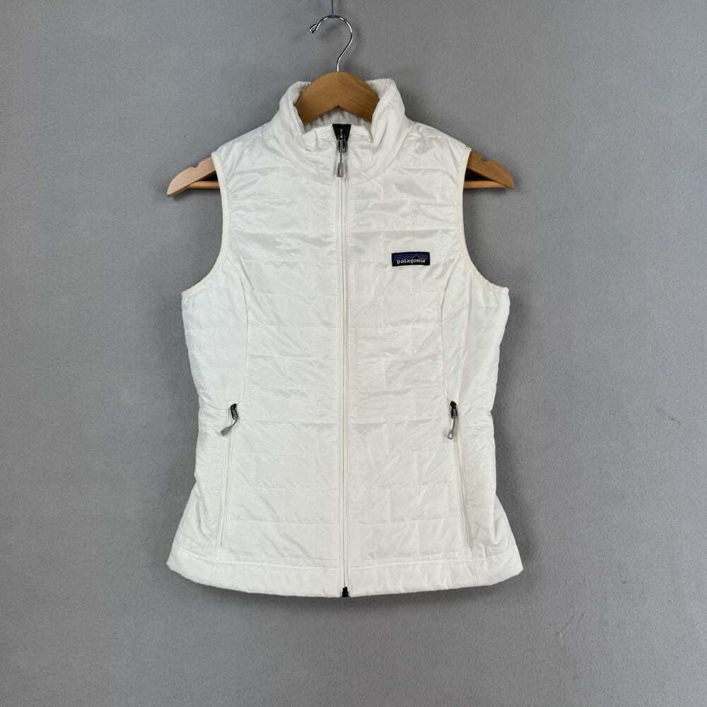 Patagonia Nano Puff Vest Womens XS White Quilted PrimaLoft Zip Puffer Outdoor
